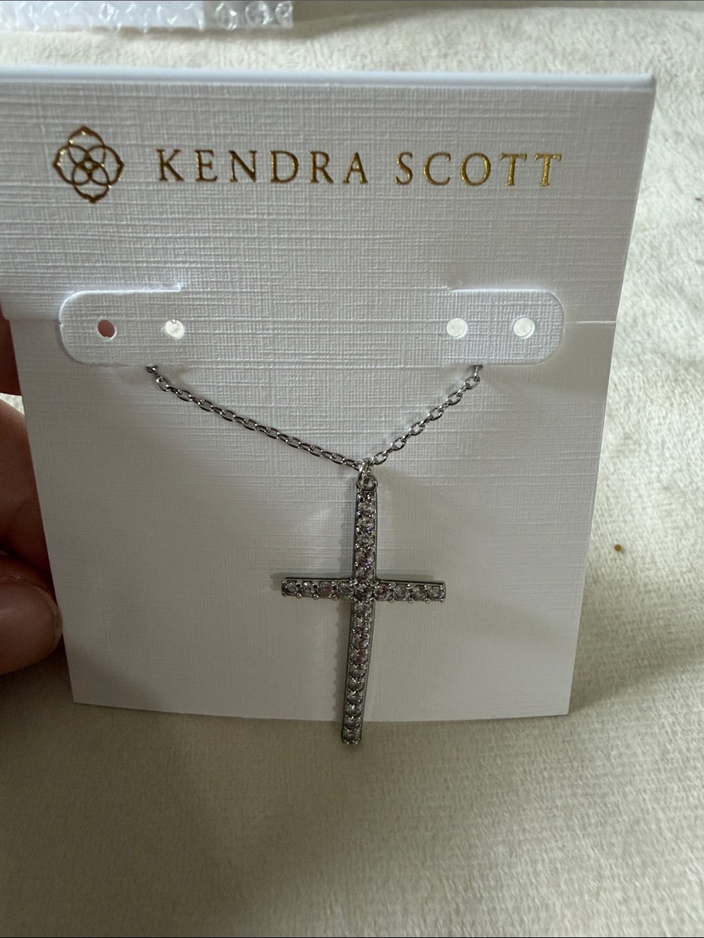Kendra Scott Silver Crystal Large Cross Necklace - Silver